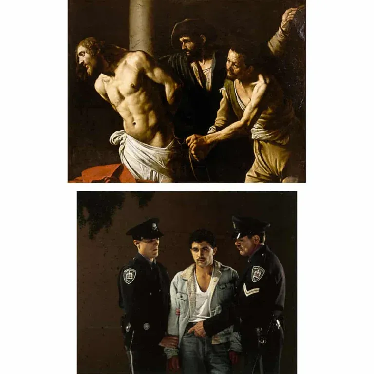 Le Caravage, « La Flagellation du Christ », 1607 | Jeff Wall, « The Arrest », 1989.