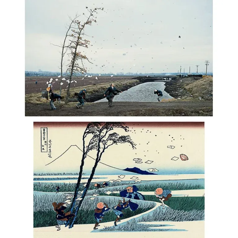 Jeff Wall | Hokusai, « A high Wind in Yeijiri, from Thirty six views of the Fuji », 1831-33.