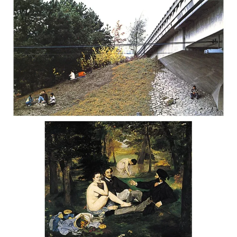 Jeff Wall « The Storyteller », 1986 | Edouard Manet, « Le Déjeuner sur l’Herbe », 1863.