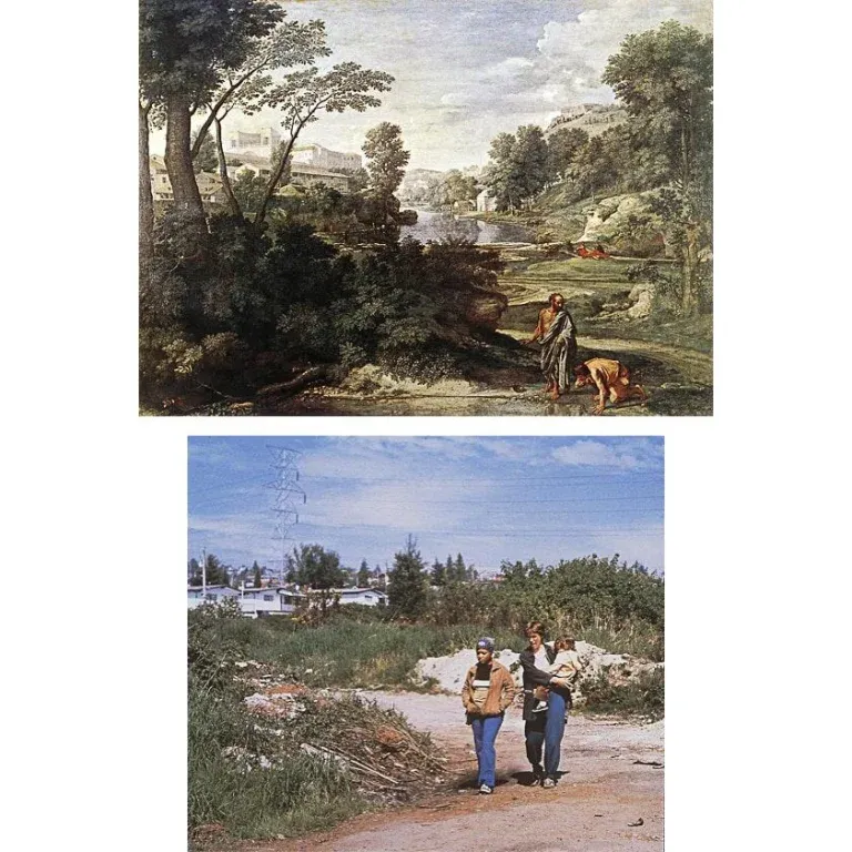 Nicolas Poussin, « Paysage avec Diogènes, 1648 | Jeff Wall, « Diatribe », 1985.