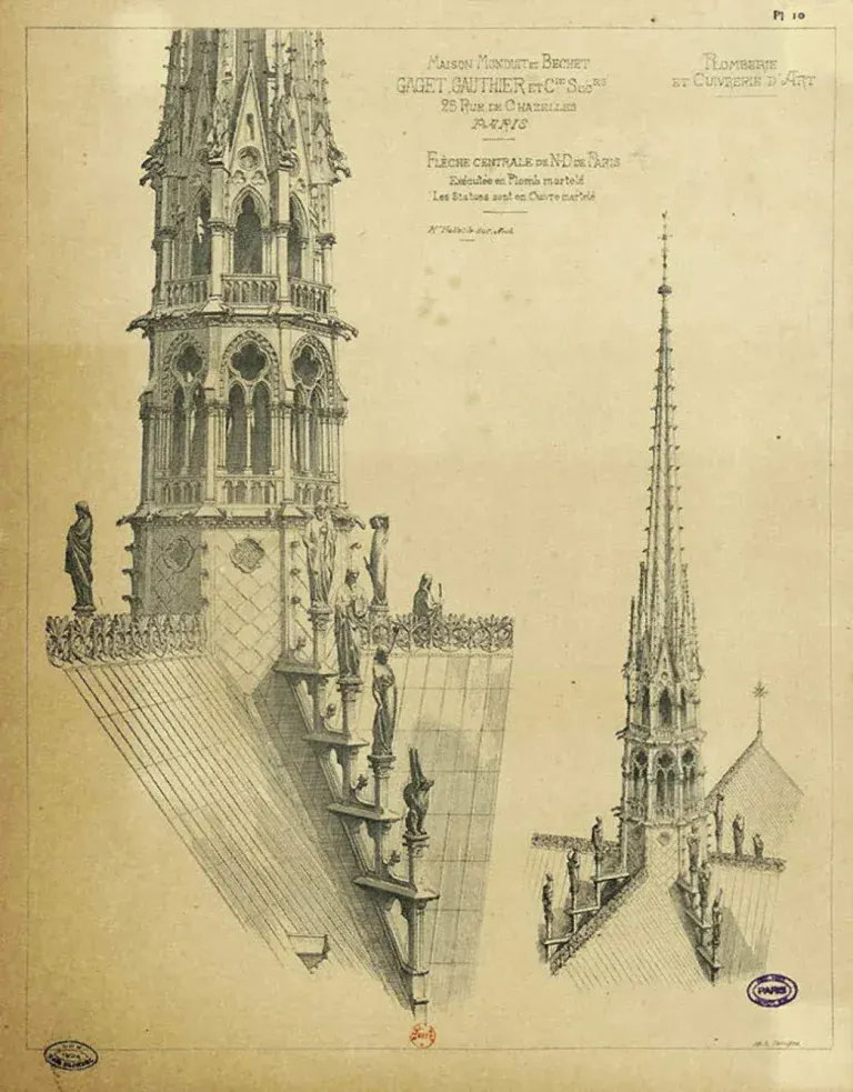 Projet de restauration de Viollet Le Duc, Notre Dame de Paris.