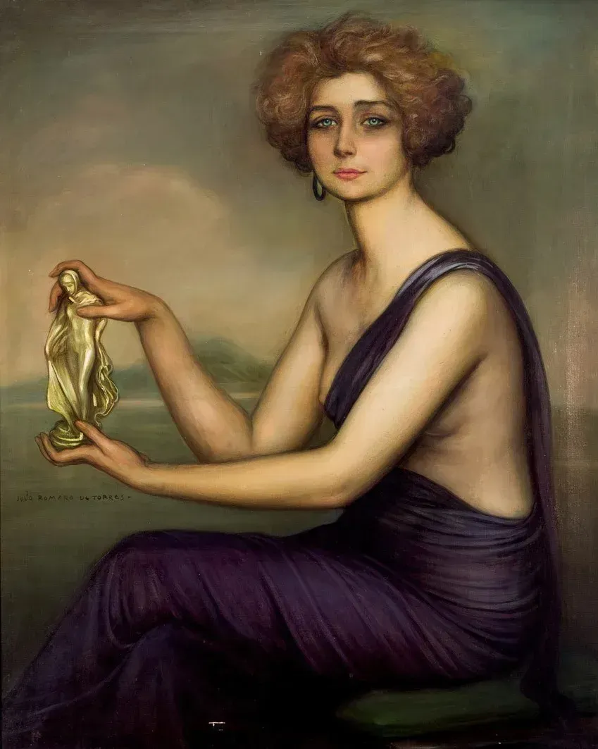Portrait de Teresa Wilms Montt tenant un Tanagra par Julio Romero de Torres, 1920 (en savoir plus).