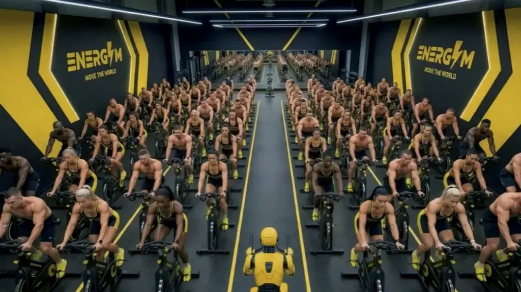 AICandy Vidéo, Energym. Une salle de gym dystopique. Deepfake.